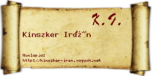 Kinszker Irén névjegykártya